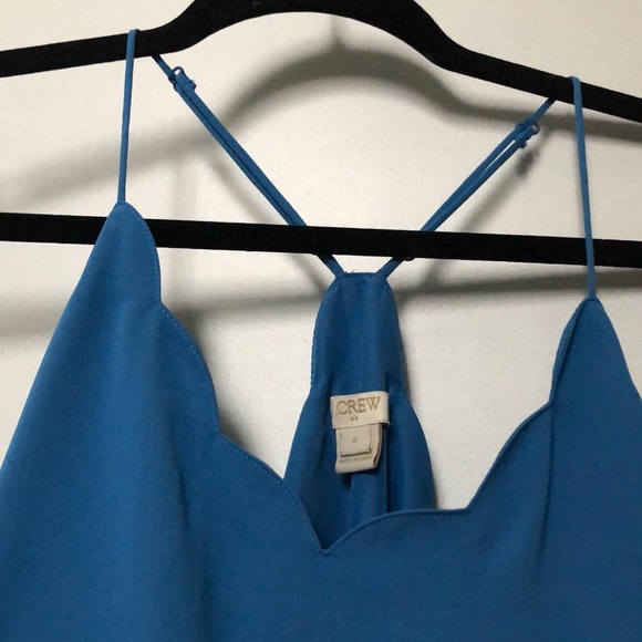J Crew Blue Scallop Neck Strappy Blouse - Picture 3 of 10